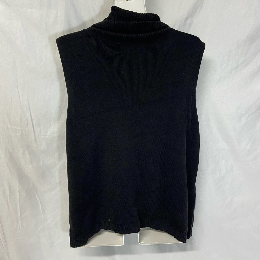 Preston & York Top Sweater Knit Cowl Turtle Neck Sleeveless Size L